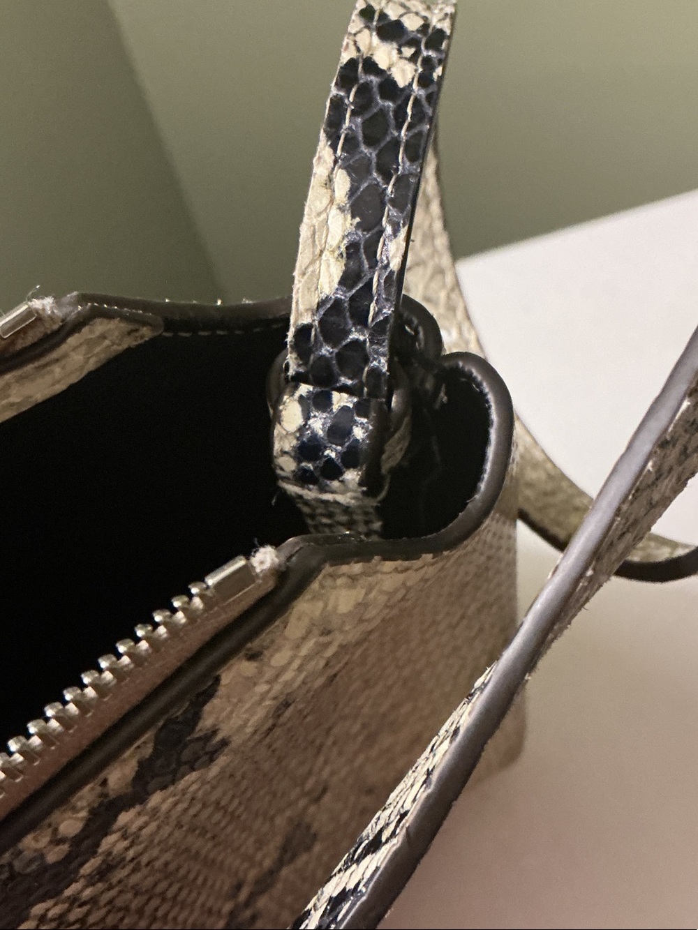 KHAITE Lina Medium Crossbody Bag Natural Python Embossed Leather Cream Black COA - Picture 16 of 16